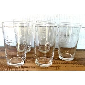 Set of 5 Vintage Quartzex Star Dust Atomic Crystal Flat Tumblers MCM Barware 5"